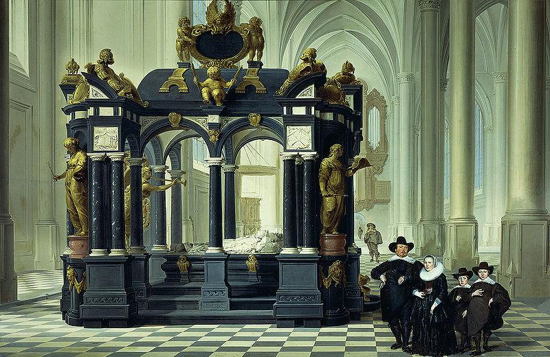Dirk van Delen A family beside the tomb of Willem I in the Nieuwe Kerk, Delft. oil painting image